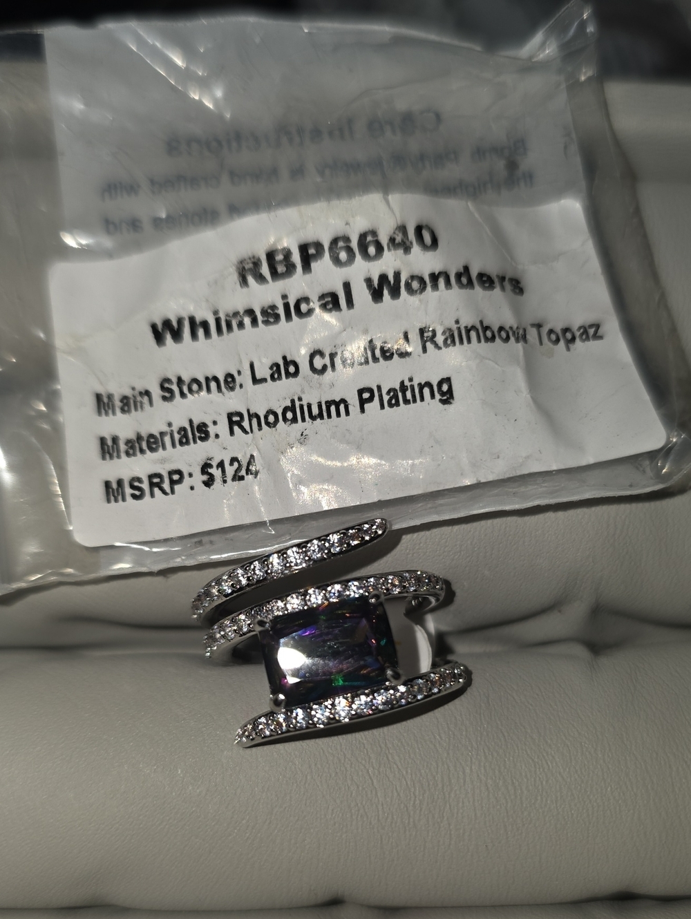 Whimsical Wonders Rainbow Topaz Statement Ring - Silver